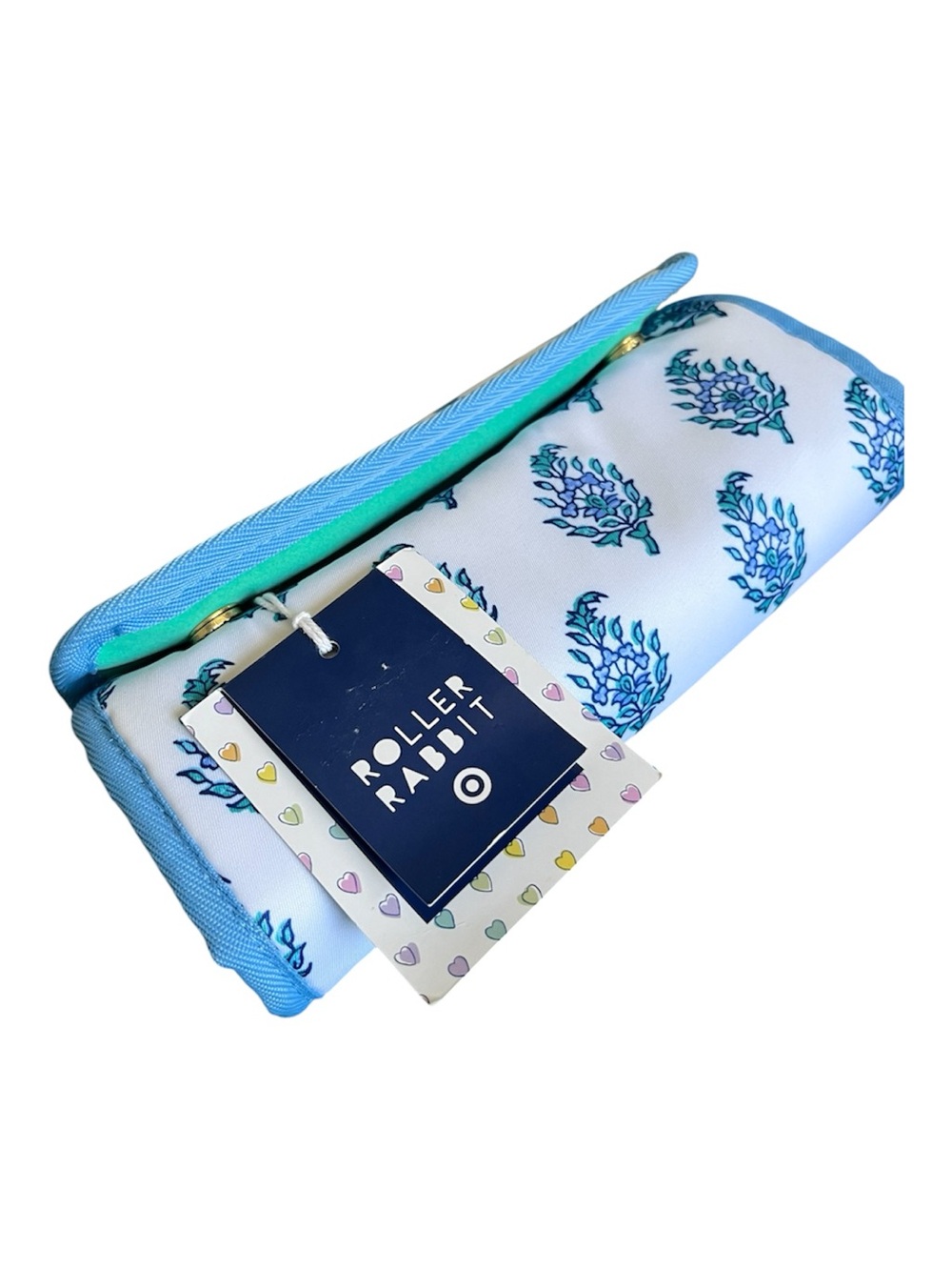 Roller Rabbit x Target Blue & Mint Floral Foldable Jewlery Roll/Travel Pouch